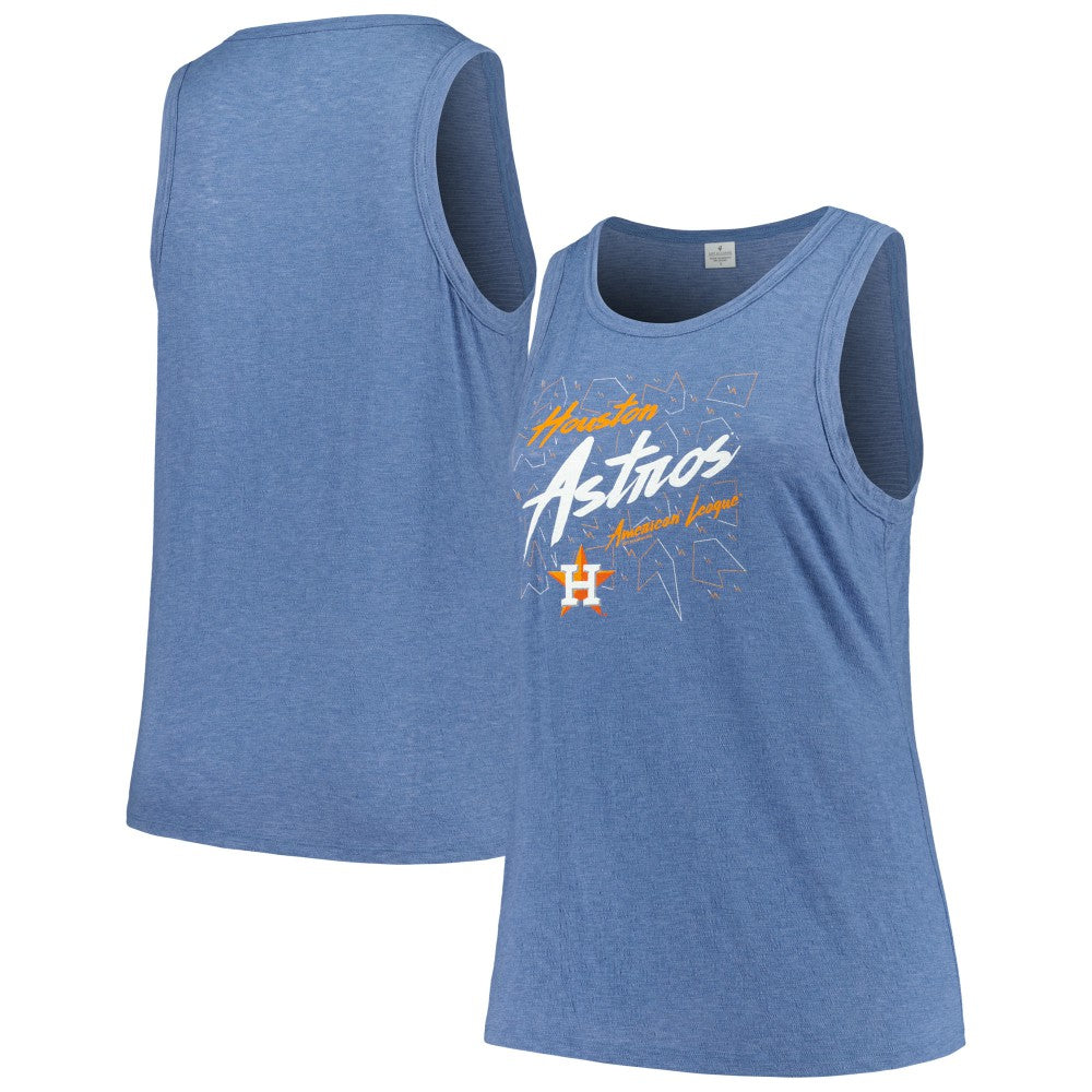 Navy Houston Astros Soft as a Grape Women's Plus Size Curvy High Neck Tri-Blend Tank Top