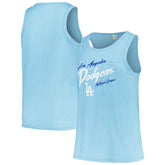 Light Blue Los Angeles Dodgers Soft as a Grape Women's Plus Size Curvy High Neck Tri-Blend Tank Top