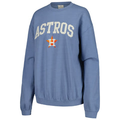 Navy Houston Astros Soft as a Grape Women's Pigment Dye Pullover Sweatshirt