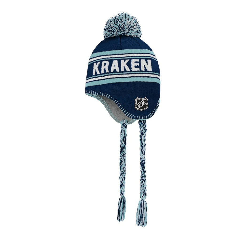 NHL Seattle Kraken Youth Jacquard Tassel Knit Hat with Pom