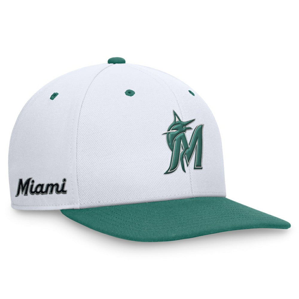 White/Green Miami Marlins Nike Bicoastal Two-Tone Pro Performance Snapback Hat