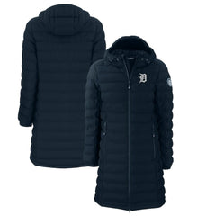 Navy Detroit Tigers Cutter & Buck Women's Mission Ridge Repreve Eco Insulated Full-Zip Long Puffer Jacket