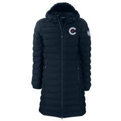 Navy Chicago Cubs Cutter & Buck Women's City Connect Mission Ridge Repreve Eco Insulated Full-Zip Long Puffer Jacket