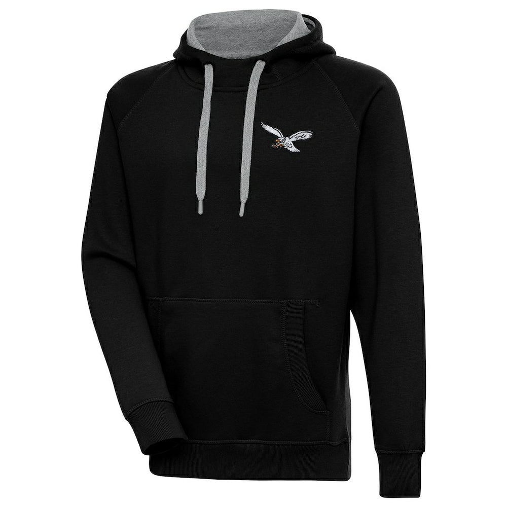 Antigua Throwback Logo Victory Pullover Hoodie - Philadelphia Eagles Hoodies