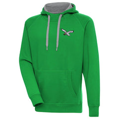 Antigua Throwback Logo Victory Pullover Hoodie - Philadelphia Eagles Hoodies