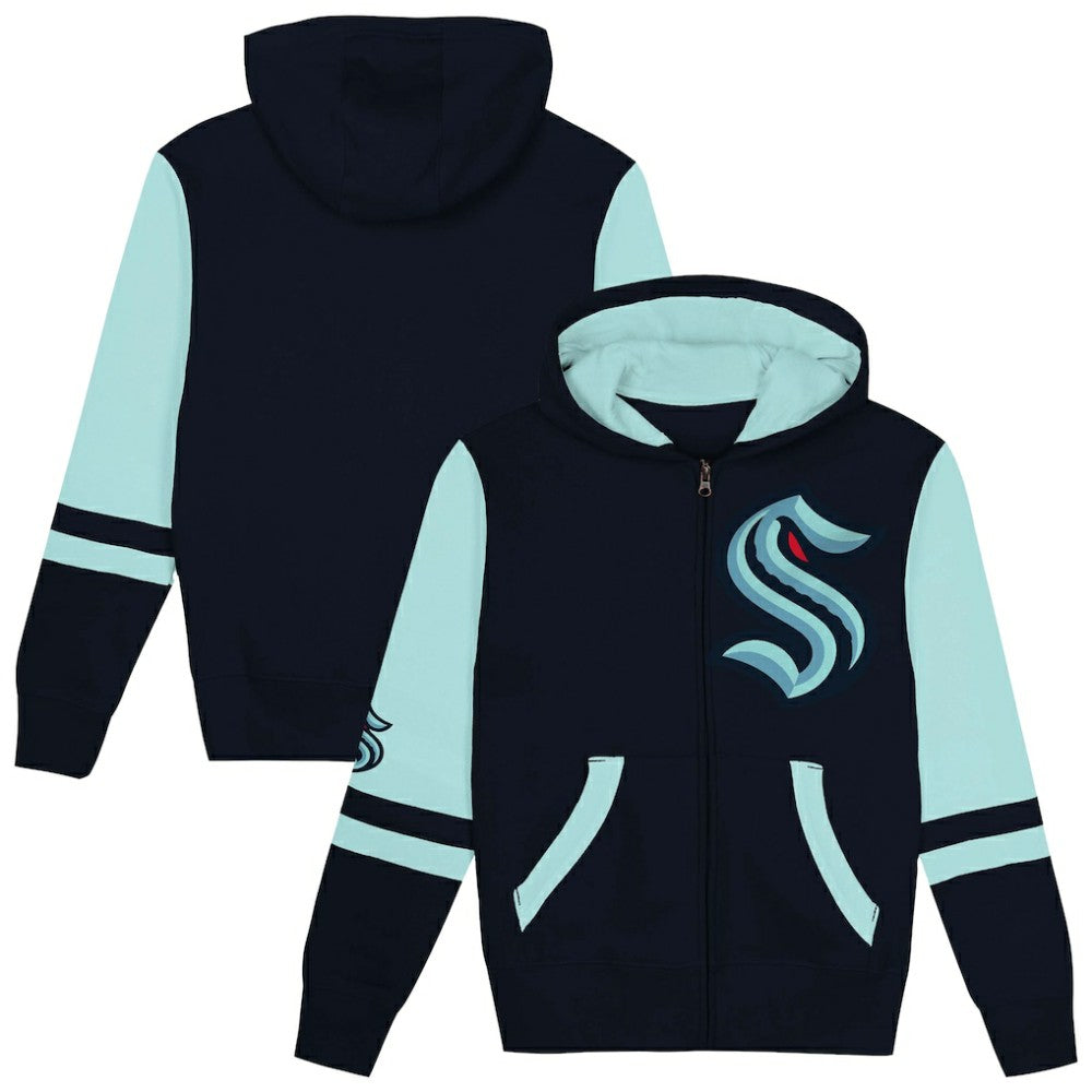 NHL Seattle Kraken Preschool Face Off Full-Zip Hoodie