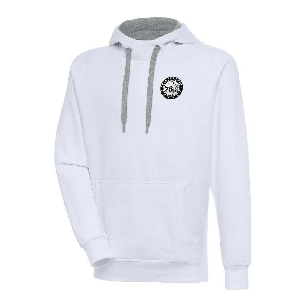 Philadelphia 76ers Antigua Metallic Logo Victory Pullover Hoodie