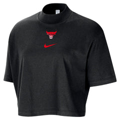 Nike Chicago Bulls Women's Courtside Mock Neck Loose Fit Cropped T-Shirt sale