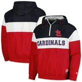 Red St. Louis Cardinals New Era Ripstop Raglan Quarter-Zip Hoodie Windbreaker Jacket