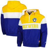 Royal Milwaukee Brewers New Era Ripstop Raglan Quarter-Zip Hoodie Windbreaker Jacket