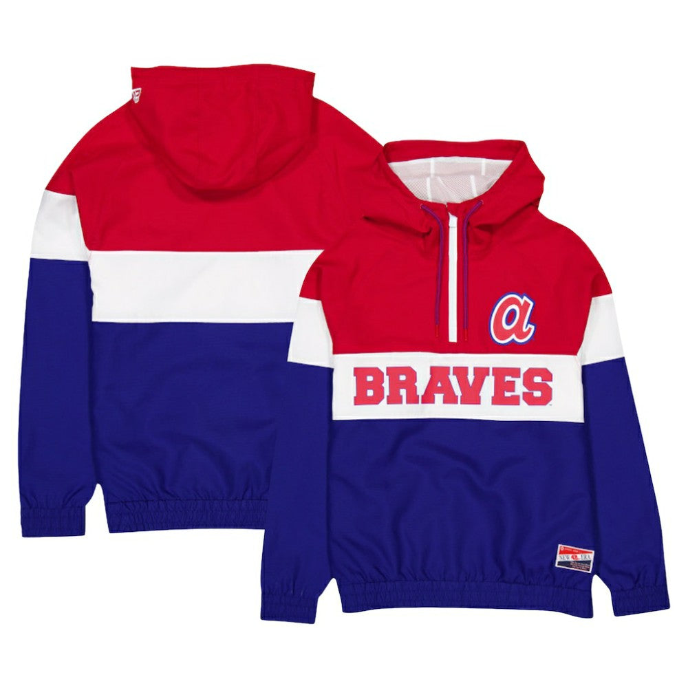 Blue Atlanta Braves New Era Ripstop Raglan Quarter-Zip Hoodie Windbreaker Jacket
