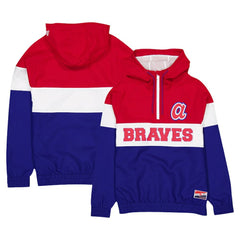 Blue Atlanta Braves New Era Ripstop Raglan Quarter-Zip Hoodie Windbreaker Jacket