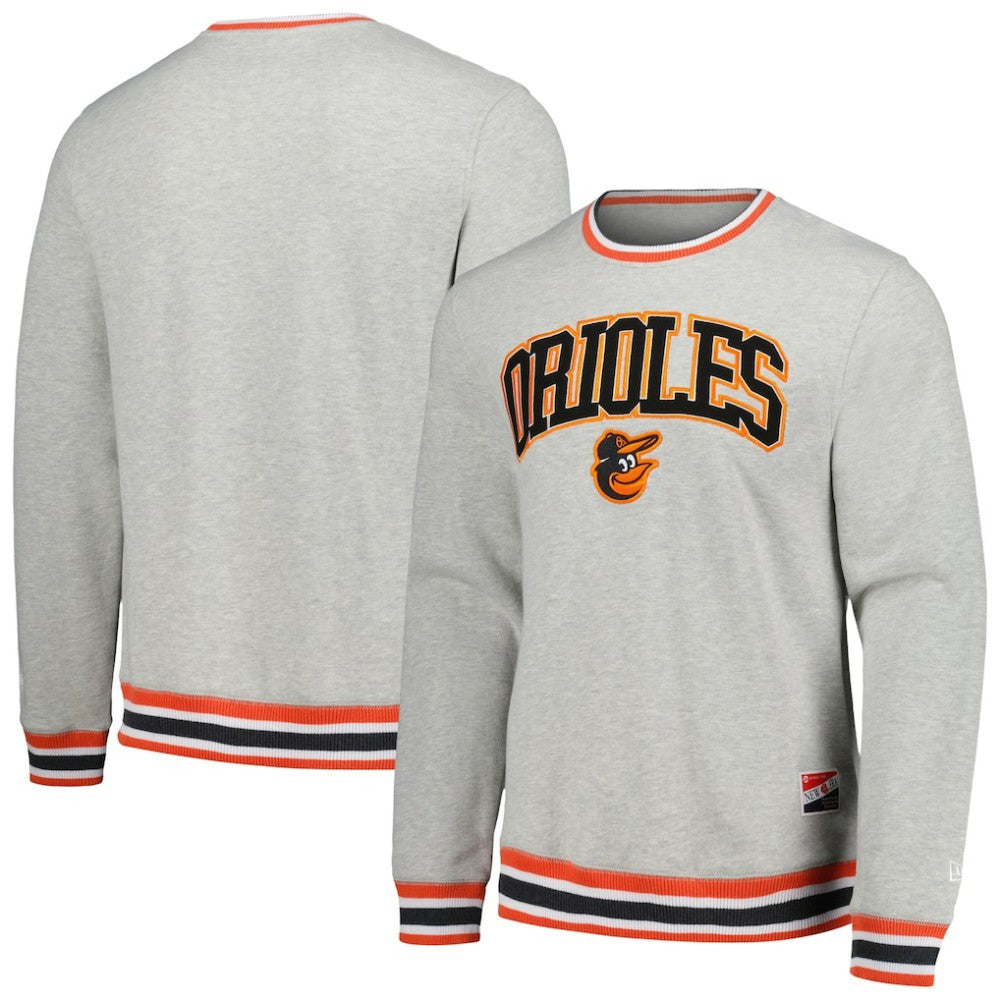 Heather Gray Baltimore Orioles New Era Throwback Classic Pullover Sweatshirt