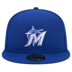 Royal Miami Marlins New Era White Logo 59FIFTY Fitted Hat