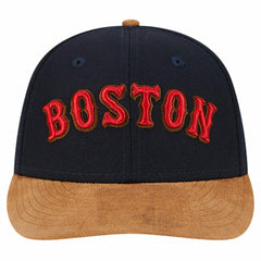 Navy Boston Red Sox New Era Team Suede Visor Low Profile 59FIFTY Fitted Hat