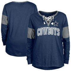 Women's Lace-Up Notch-Neck Long Sleeve T-Shirt - Dallas Cowboys T-shirts