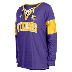 Women's Lace-Up Notch-Neck Long Sleeve T-Shirt - Minnesota Vikings T-shirts