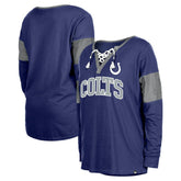 Women's Lace-Up Notch-Neck Long Sleeve T-Shirt - Indianapolis Colts T-shirts