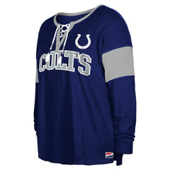 Women's Plus Size Lace-Up Notch Neck Long Sleeve T-Shirt - Indianapolis Colts T-shirts