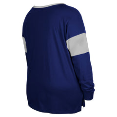 Women's Plus Size Lace-Up Notch Neck Long Sleeve T-Shirt - Indianapolis Colts T-shirts