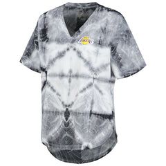 Los Angeles Lakers G-III 4Her by Carl Banks Women's Tournament Raglan Oversized Tie-Dye V-Neck T-Shirt