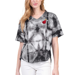 Miami Heat G-III 4Her by Carl Banks Women's Tournament Raglan Oversized Tie-Dye V-Neck T-Shirt