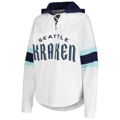 NHL Seattle Kraken G-III 4Her by Carl Banks Women's Goal Zone Long Sleeve Lace-Up Hoodie T-Shirt
