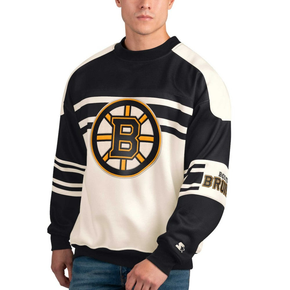NHL Boston Bruins Starter Defense Fleece Crewneck Pullover Sweatshirt