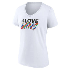 White Atlanta Braves Women's Love Wins V-Neck T-Shirt