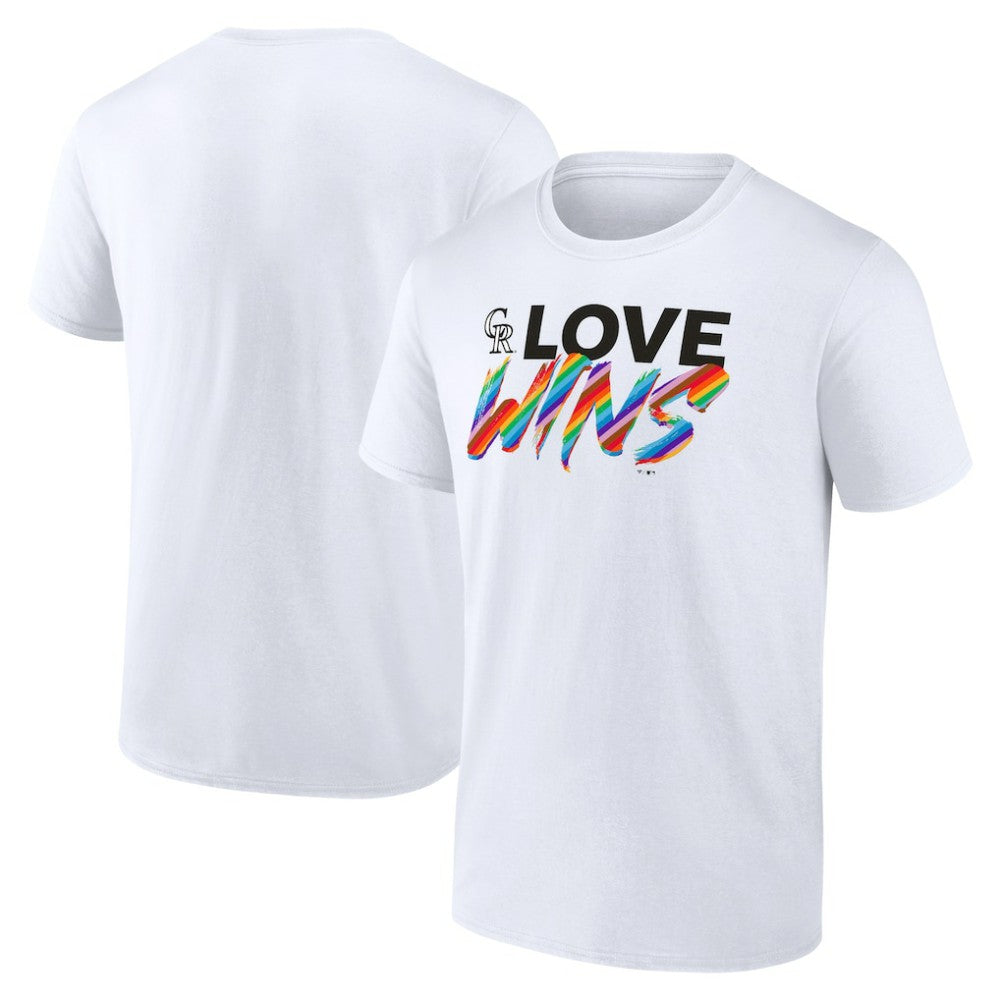 White Colorado Rockies Love Wins T-Shirt