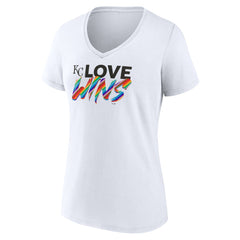 White Kansas City Royals Women's Love Wins V-Neck T-Shirt