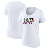 White Los Angeles Dodgers Women's Love Wins V-Neck T-Shirt