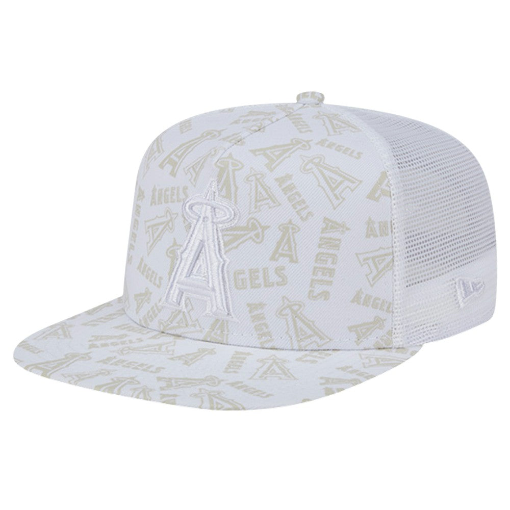 White Los Angeles Angels New Era Logo Dunes A-Frame Trucker 9FIFTY Snapback Hat
