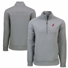 Gray Cleveland Guardians Cutter & Buck Cooperstown Collection Roam Eco Recycled Quarter-Zip Pullover