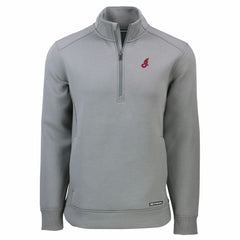 Gray Cleveland Guardians Cutter & Buck Cooperstown Collection Roam Eco Recycled Quarter-Zip Pullover