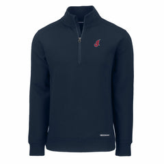 Navy Cleveland Guardians Cutter & Buck Cooperstown Collection Roam Eco Recycled Quarter-Zip Pullover