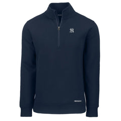 Navy New York Yankees Cutter & Buck Roam Eco Recycled Quarter-Zip Pullover