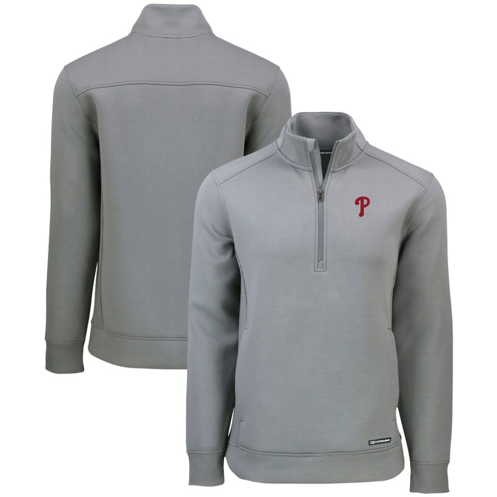 Gray Philadelphia Phillies Cutter & Buck Roam Eco Recycled Quarter-Zip Pullover
