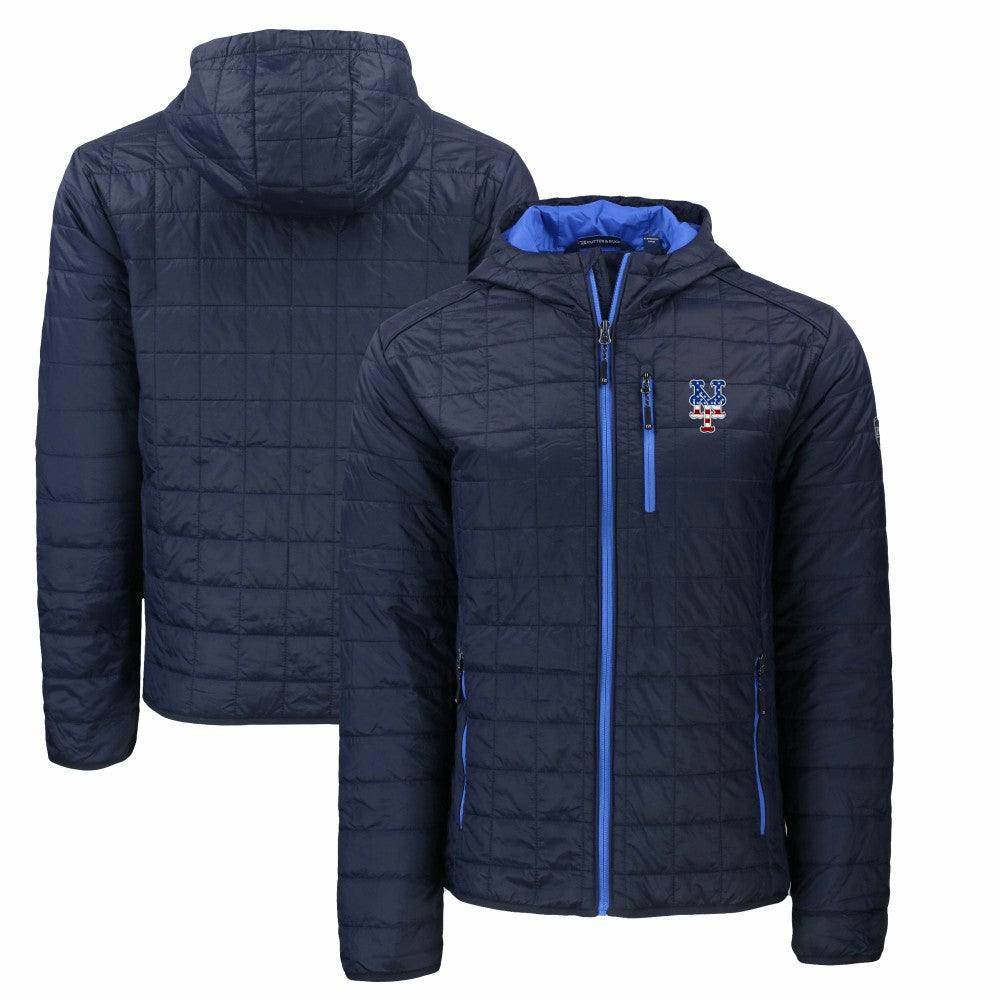 Navy New York Mets Cutter & Buck Americana Rainier Primaloft Eco Full-Zip Hooded Jacket