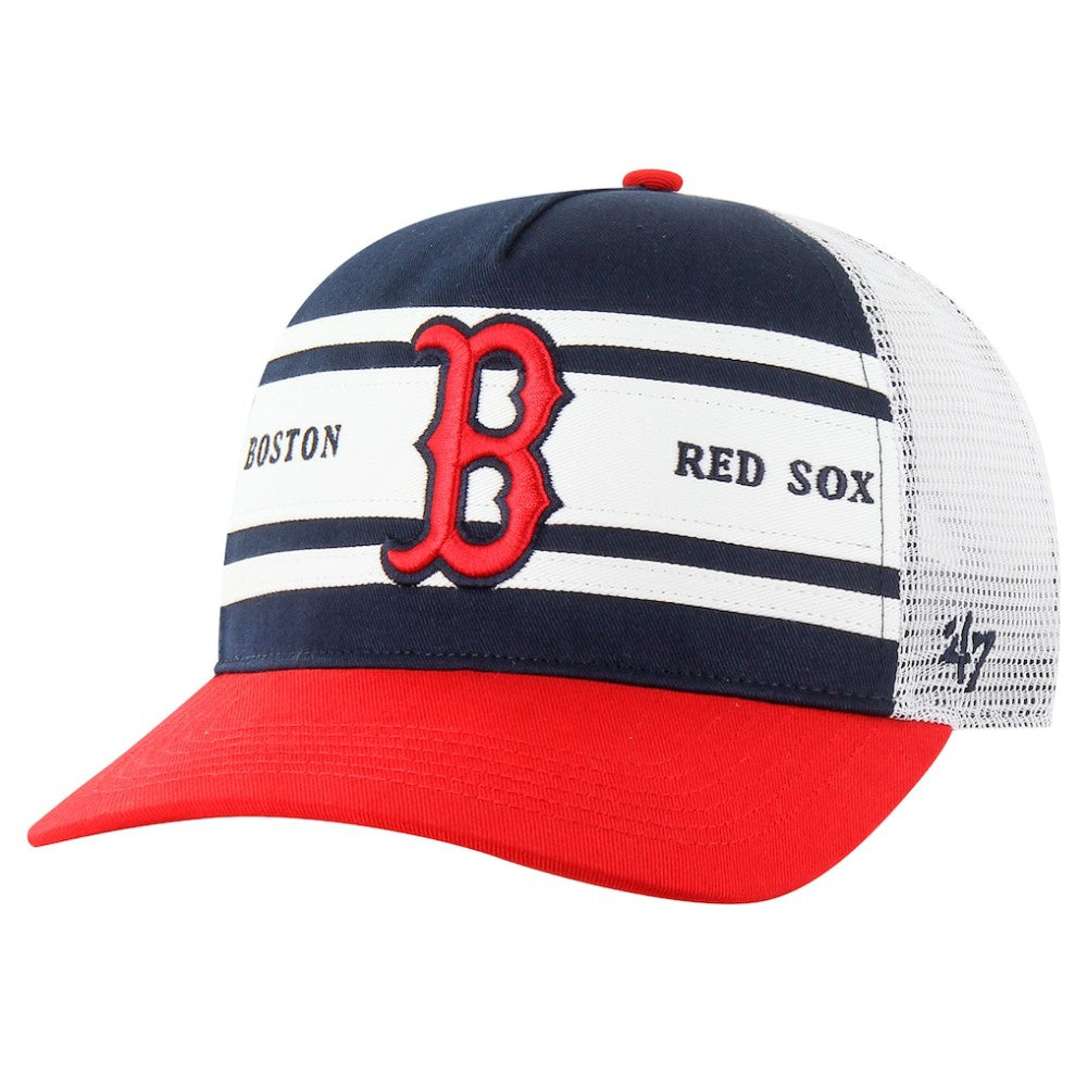 Navy Boston Red Sox '47 Gridiron Super Stripe Relaxed Trucker Hitch Adjustable Hat