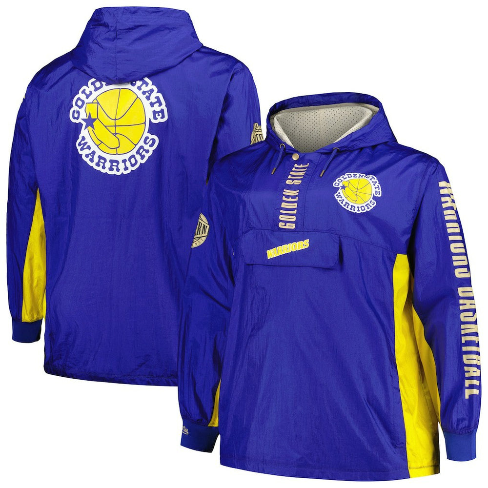 Mitchell & Ness Golden State Warriors Big & Tall Hardwood Classics Team OG 2.0 Anorak Hoodie Quarter-Zip Windbreaker Jacket sale