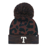 Brown Texas Rangers '47 Women's Rosette Cuffed Knit Hat with Pom