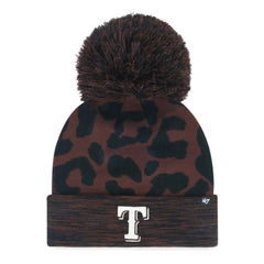 Brown Texas Rangers '47 Women's Rosette Cuffed Knit Hat with Pom