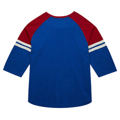 Royal Atlanta Braves Mitchell & Ness Cooperstown Collection Legendary Raglan Slub Henley 3/4-Sleeve T-Shirt