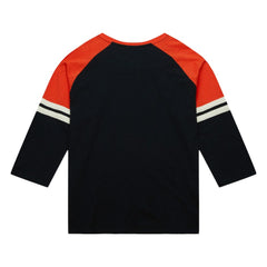Black Baltimore Orioles Mitchell & Ness Cooperstown Collection Legendary Raglan Slub Henley 3/4-Sleeve T-Shirt