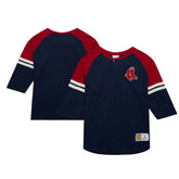 Navy Boston Red Sox Mitchell & Ness Cooperstown Collection Legendary Raglan Slub Henley 3/4-Sleeve T-Shirt