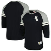 Black Chicago White Sox Mitchell & Ness Cooperstown Collection Legendary Raglan Slub Henley 3/4-Sleeve T-Shirt