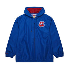 Royal Atlanta Braves Mitchell & Ness Cooperstown Collection Vintage Logo Full-Zip Hoodie Windbreaker Jacket
