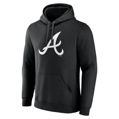Black Atlanta Braves Monochrome Personalized Name & Number Pullover Hoodie