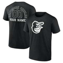 Black Baltimore Orioles Monochrome Personalized Name & Number T-Shirt